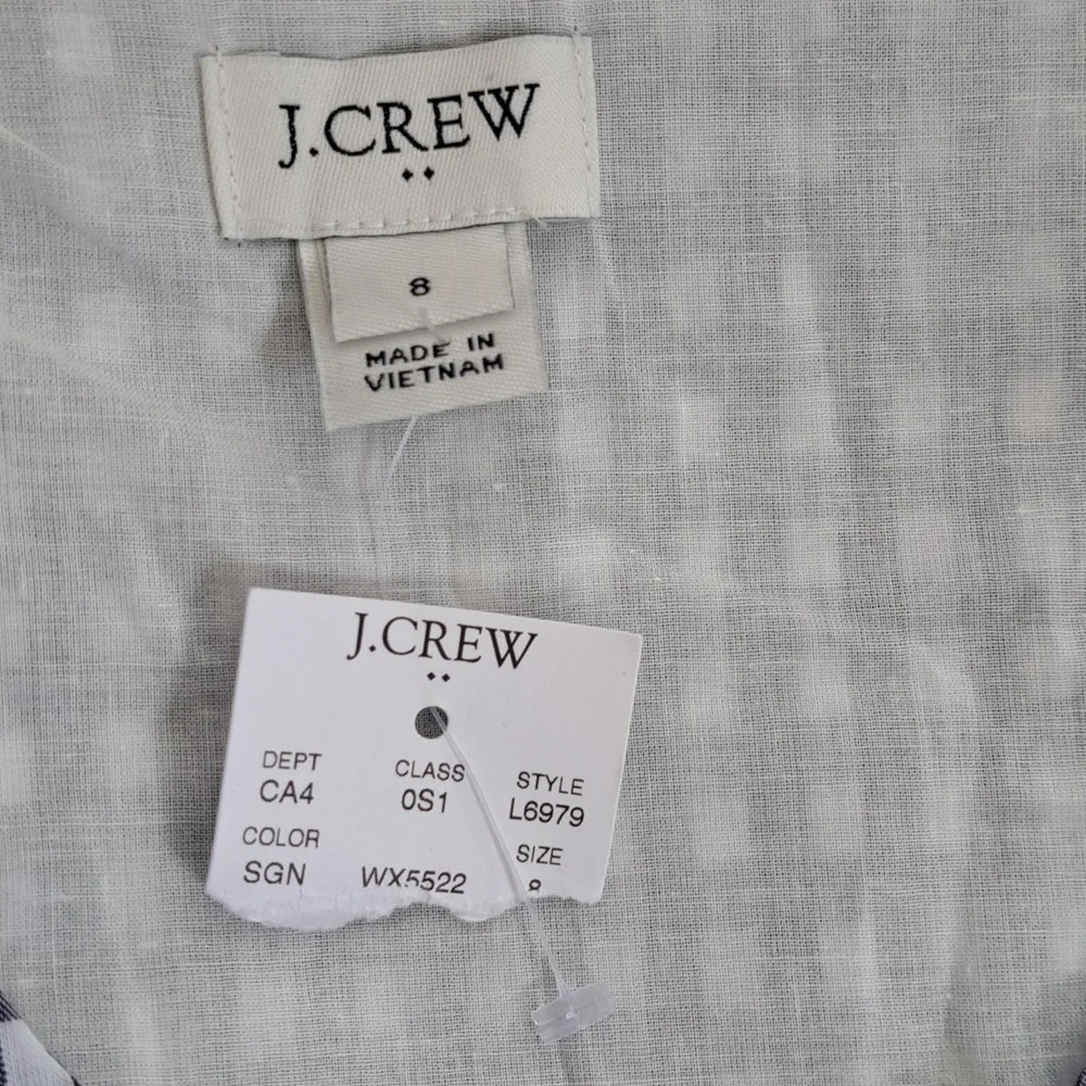 NWT J.Crew Factory Womens Navy/White Gingham Check‎ Seersucker Dress 8